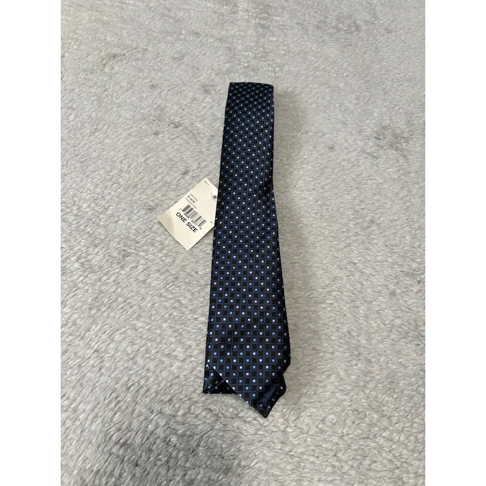 New Izod Blue Geometric Blue Black Neck Polyester Dress Tie Slim Boys 54